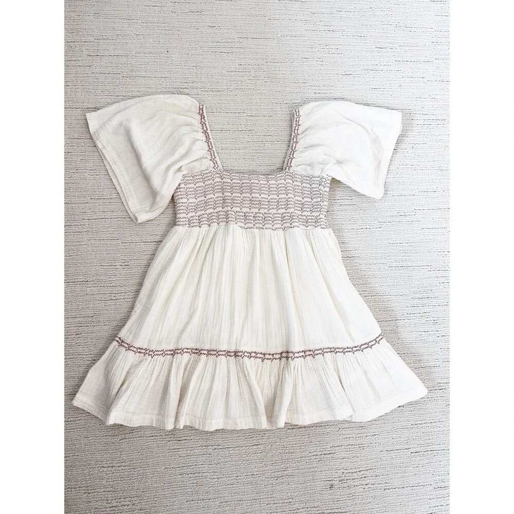 FREE PEOPLE Easy to Love Women’s S Cream Bubble Dress Babydoll Coquette Gauzy